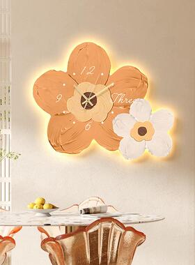 多色雕欧无框画钟202BA00833北奶油风花卉厅墙餐桌发挂刻光发光款