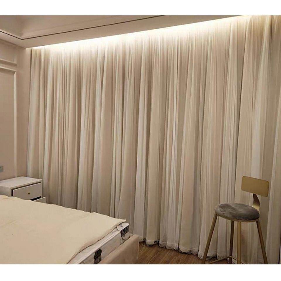 一法式105田色园奶油风网红窗帘卧室i遮光米双层布纱体ns风少女