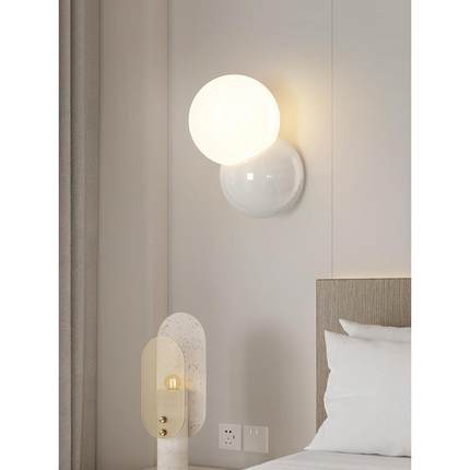 奶油974风糖豆床背头壁灯205年新款室客厅景墙装2饰灯创意氛围卧