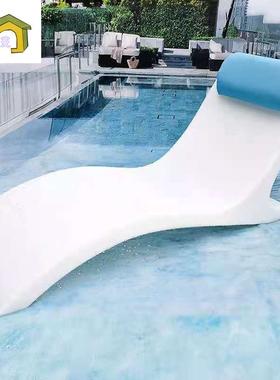 户外沙滩懒椅滩泳池所酒店会塑料躺29566床沙休闲躺椅注水水陆两