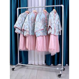 地服水装店展示架落式挂架带轮管晾衣架可移308动服装架铁衣艺龙