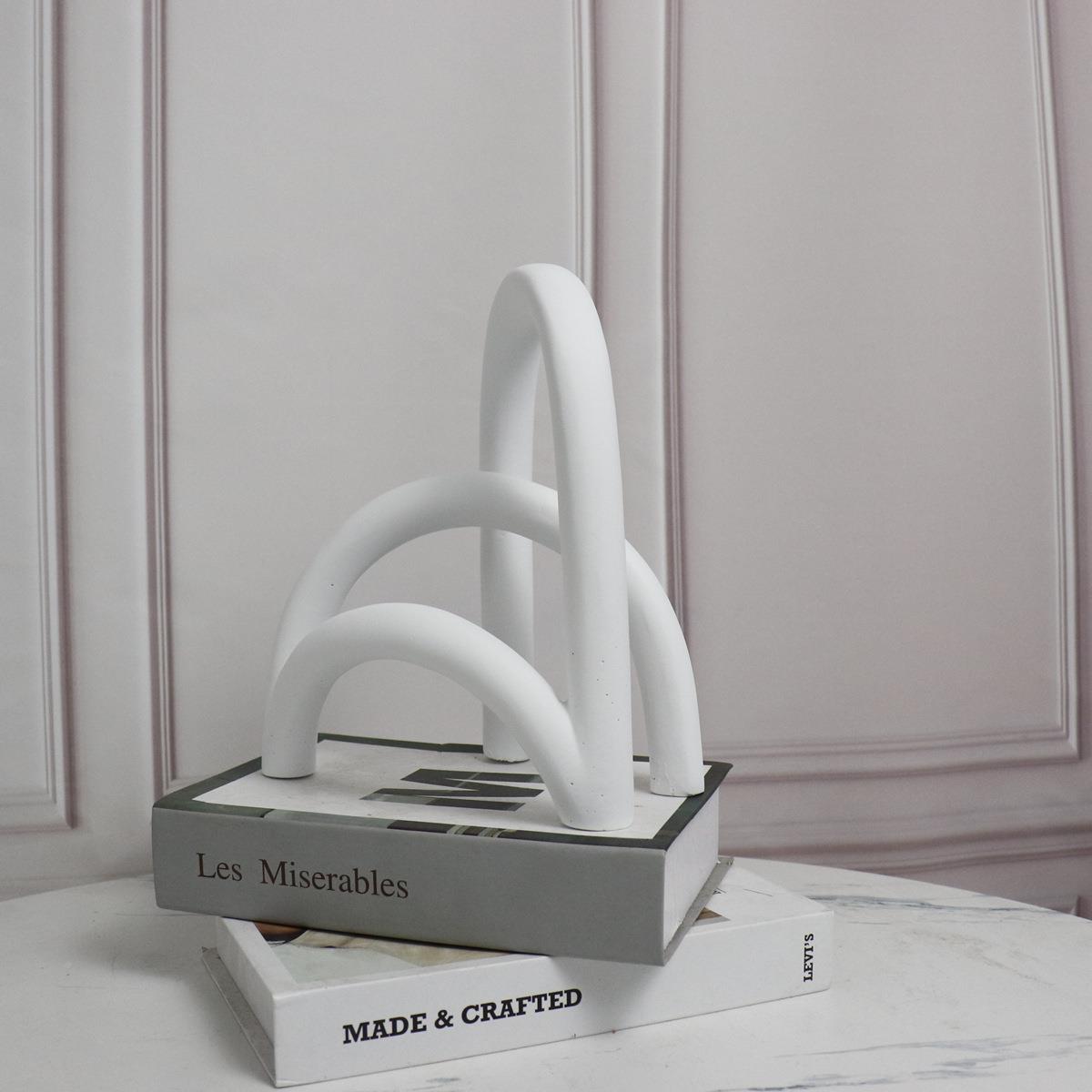 客简约现代白色树脂拱BJ00044形屏风摆件玄关电柜视书厅房饰品摆