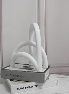 客简约现代白色树脂拱BJ00044形屏风摆件玄关电柜视书厅房饰品摆