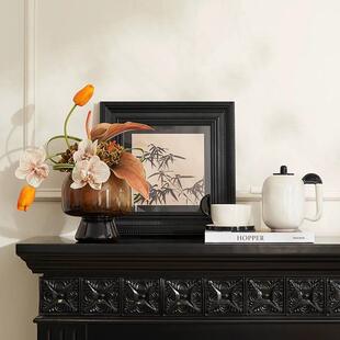 复古法式中饰奶油风软装摆件手芬顿玻璃花器小花绘瓶古高颜2025-7