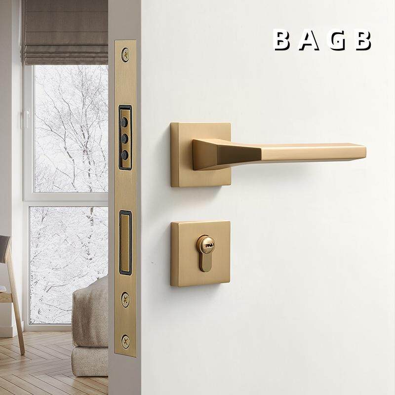 BGAB室内卧吸A59铜拉室代静音房门锁北欧简约磁分体锁现卫生间铜