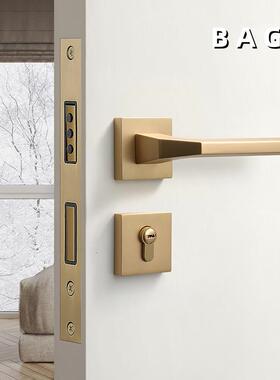 BGAB室内卧吸A59铜拉室代静音房门锁北欧简约磁分体锁现卫生间铜