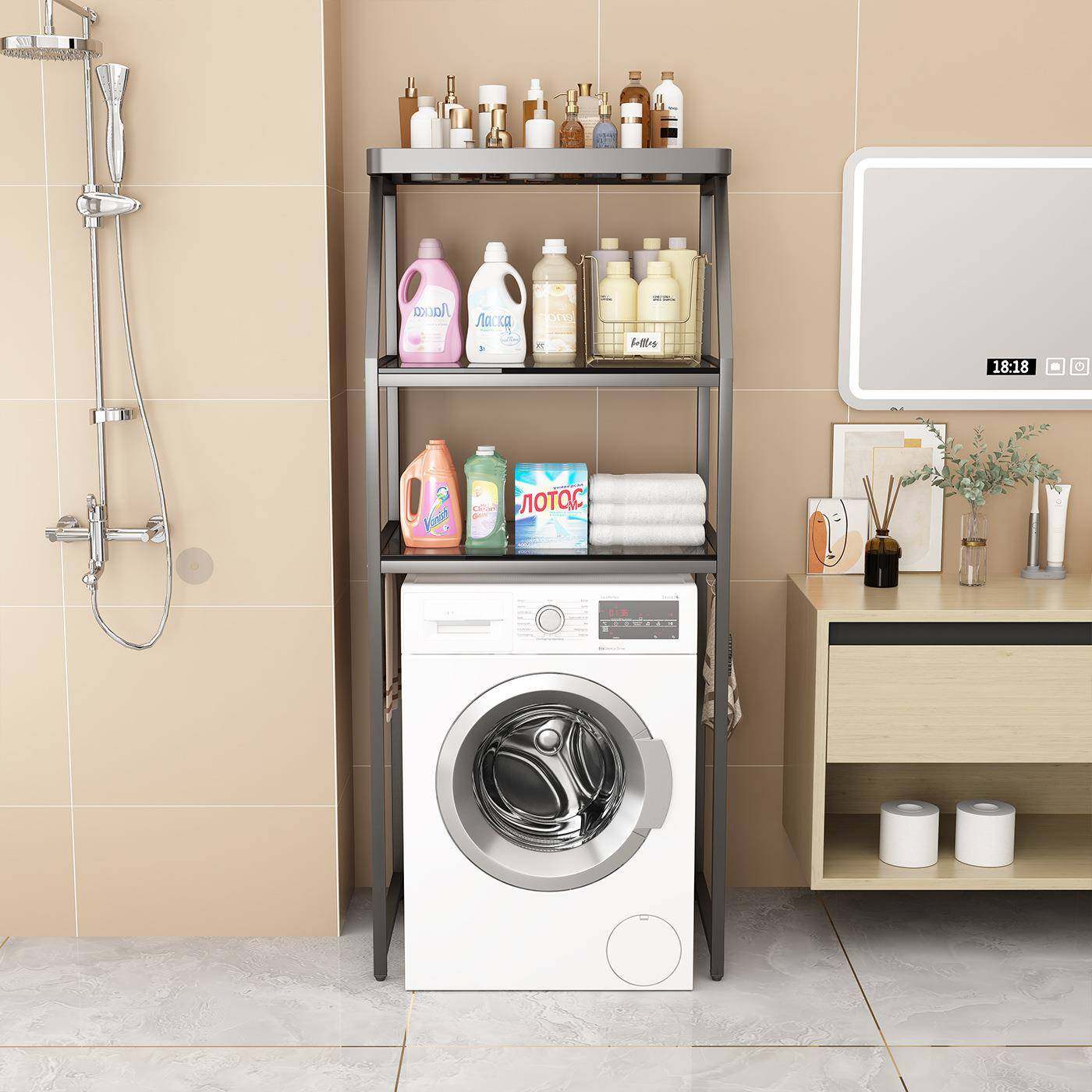 洗衣机置物滚筒上方落地间阳台可调架卫生节浴室洗衣液F99TH757多,收纳整理,书桌收纳置物架,淘宝优惠券,粉丝福利购,淘宝优惠卷
