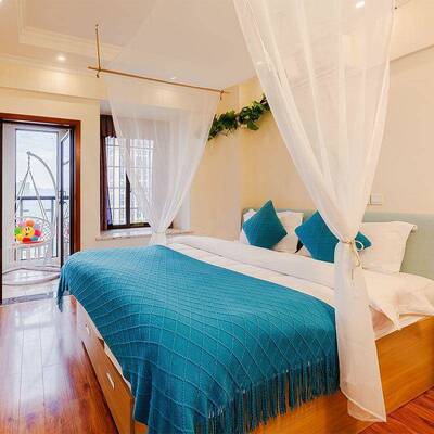 床纱尘搭床幔民防宿遮光东南亚风格床帘中纱式卧KA153242室子床网