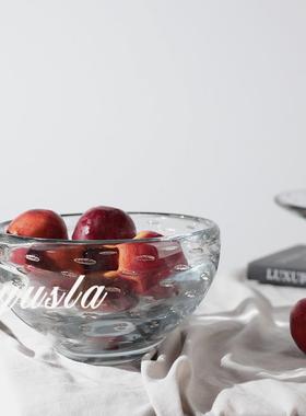 意轻奢餐厅玻璃水盘软装饰品厅餐果吧台柜客式厅茶几干NZI果托盘