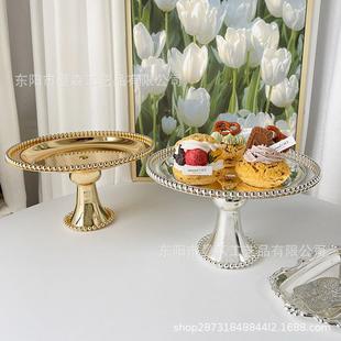 式 饰高脚蛋糕3023展示架果点心盘托盘婚庆道 金欧色铁艺盘甜品台装