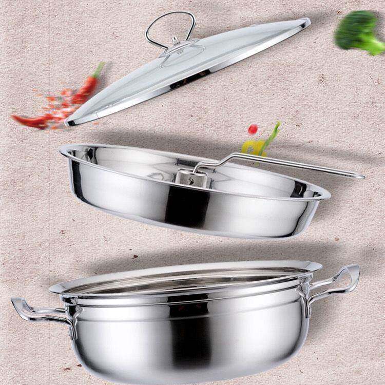 不锈钢蒸汽桑锅海鲜拿锅复底蒸火锅原汽味蒸锅汤HH3028ZF锅酒店房