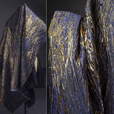 立体鎏金面织锦缎闪光复藏肌理JSW1880浮雕提花金料国风礼古服汉