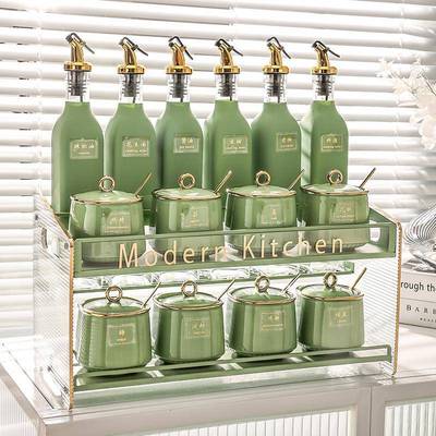 调优壹家精陶瓷T001罐调料盒油壶套装盐罐味收纳料盒调味瓶罐ins