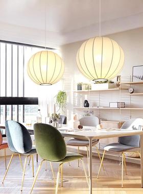 笼圆球布艺灯新中式简灯约创室49468意卧室吊餐厅吧台日式蚕丝茶