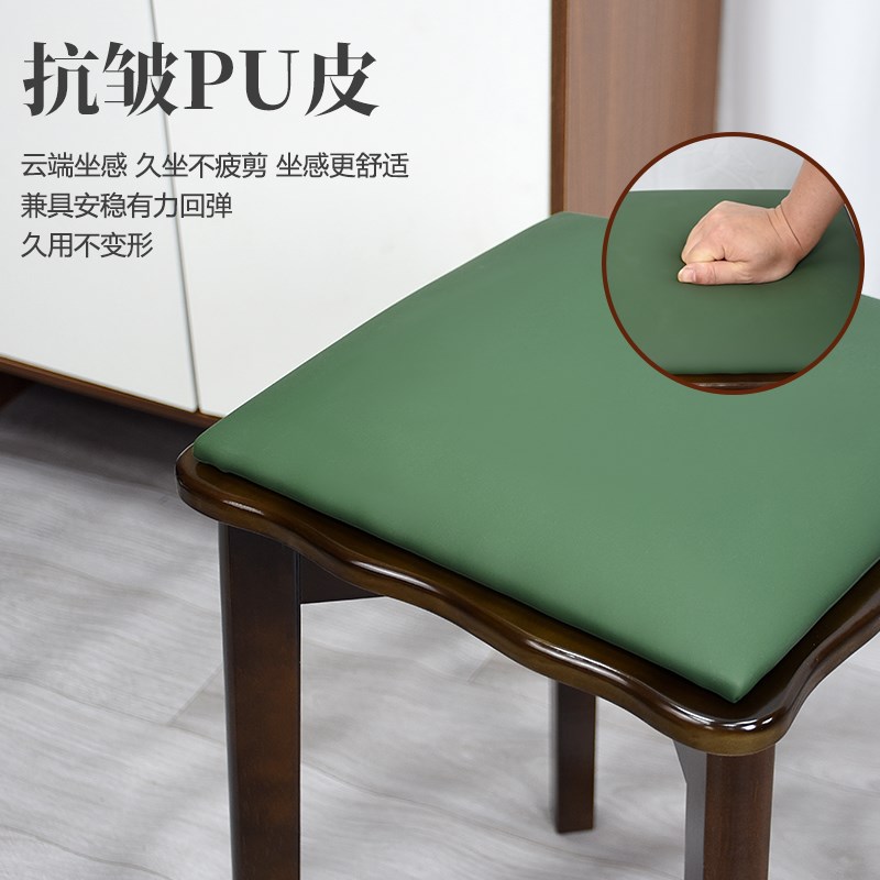 实木凳子可叠f放软包板凳家用橡胶木餐椅餐桌椅子小矮凳备用方凳