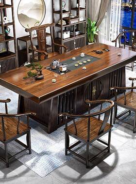 高端实VKR木茶桌板一桌椅现公大家五用茶台一体一整套泡茶茶几厂