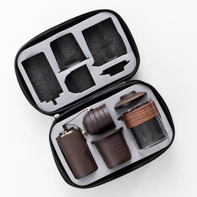 紫砂G旅行茶套装一壶四杯茶便叶罐携式商务礼品74601刻印L具OO功