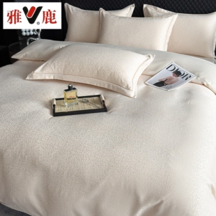 雅鹿金丝银线新款高奢宋锦缎大提花四件套双人床上用品SJ