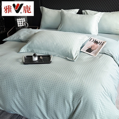 雅鹿金丝银线新款高奢宋锦缎大提花四件套双人床上用品BDX