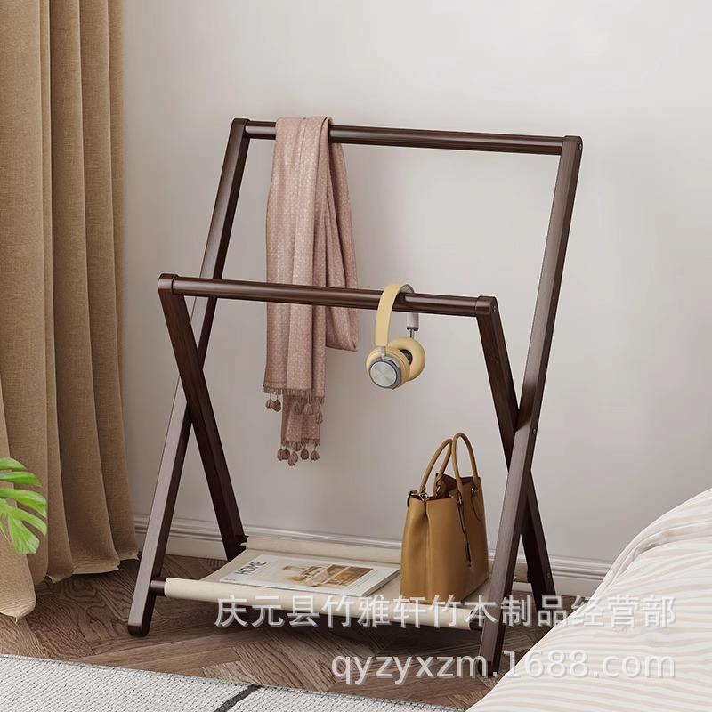 竹神木折叠置衣架床晚上衣服器收纳小型NDEL-BDY挂衣架卧室落地边