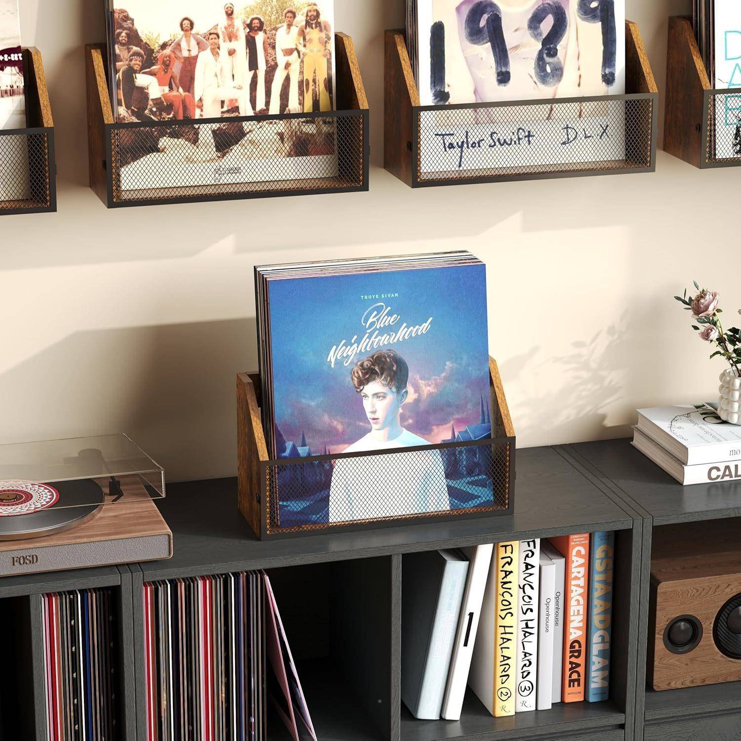 乡村木ZJTY-998收纳盒黑胶唱片专质辑碟片收藏复盒古桌面摆台式CD