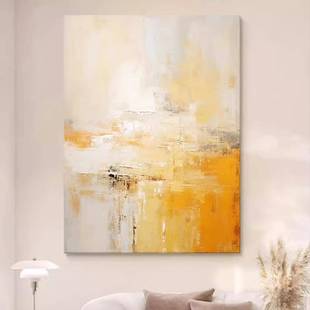 手绘油画画《温象暖》暖色简约厅抽画玄关肌理客挂画卧室装饰TRY-