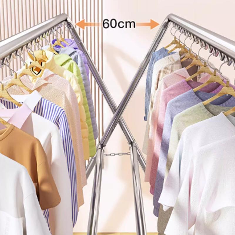 用钢架管折叠晾衣架户家外阳台挂衣架易晾衣架落地晾衣杆镀锌晾晒