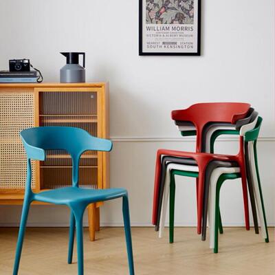 塑料餐椅加家厚加舒宽靠背椅北欧风商用久66489坐适特厚休闲牛角
