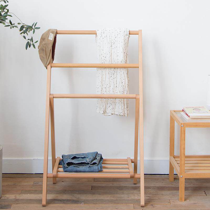 矮款挂木衣架床边放实衣服落地衣帽架卧隔夜衣室架收纳神器MMA置