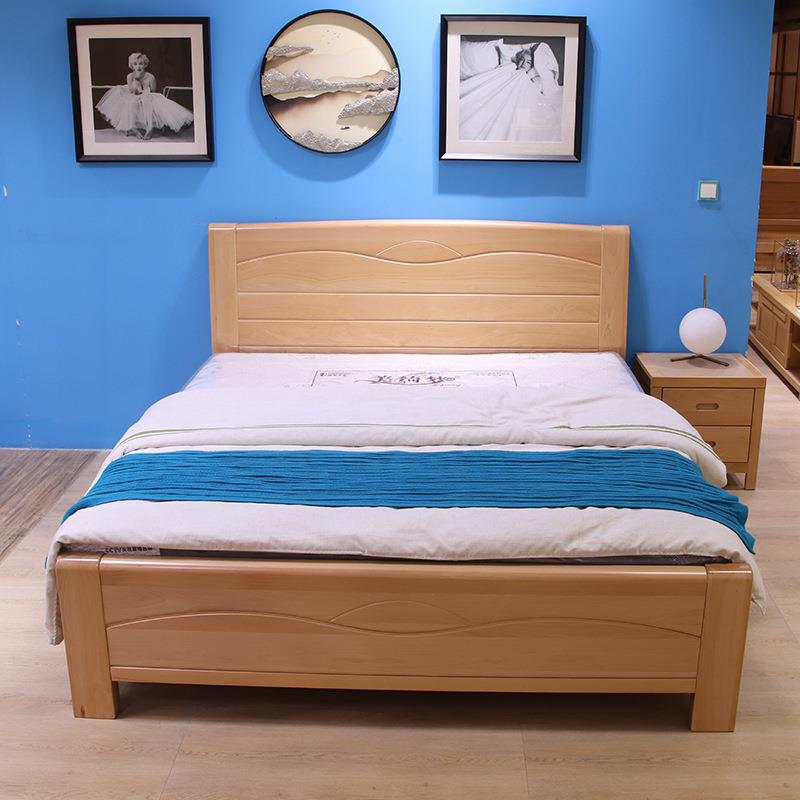 床现代简约5实木床大榉木中式床全实木双人主卧1ws600.米床1.8米