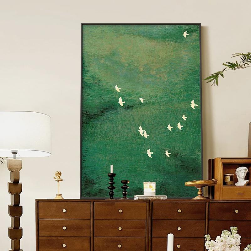 20感2款5新法式复古中古风绿色落厅地画客装al202411饰画高级挂画