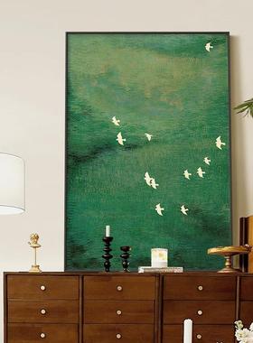 20感2款5新法式复古中古风绿色落厅地画客装al202411饰画高级挂画