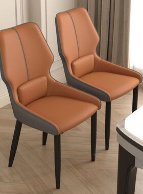 简约轻奢桌酒店休闲舒适革护腰背靠椅餐椅皮家用洽谈椅子90375餐