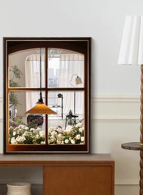 法式中古风窗户镜面装画古桌客厅面摆件饰SN200808空间延伸餐厅卧