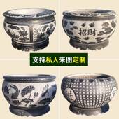 青家石石雕鱼花盆养鱼圆缸户庭院外摆件大理石缸荷花缸厂手工石雕