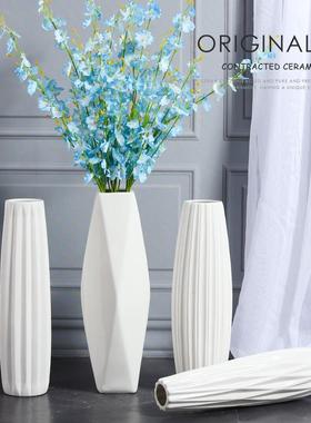 北9088欧现件代简约陶瓷花白色瓶摆客厅电视柜干创花插花意家居装