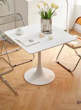 方形洽接家待桌FPG子现简约用阳台小户型奶茶店代咖啡店白色餐谈