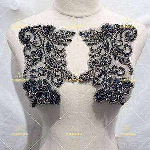 1服7衣色网纱刺绣手工钉珠领花贴花胸2217旗袍舞蹈演出服秀禾装饰