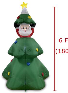18圣诞节充气HFR圣老人从圣诞树探出.发光气模诞庭院花园装米饰摆