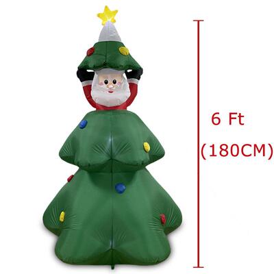 18圣诞节充气HFR圣老人从圣诞树探出.发光气模诞庭院花园装米饰摆