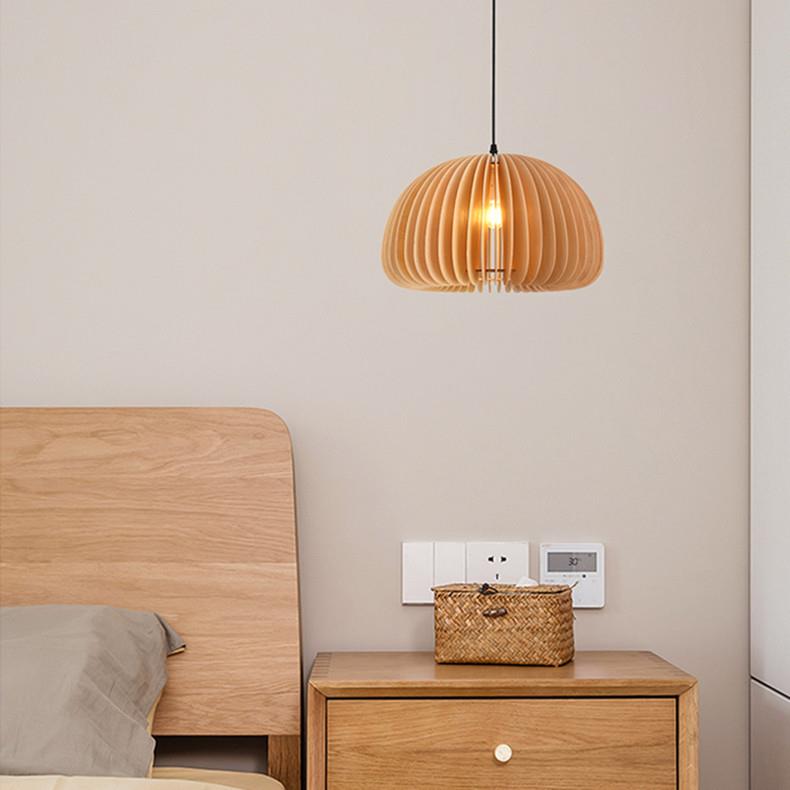 餐厅灯北室欧南瓜吊灯日式古复卧灯原639木创意民木艺南瓜灯D21宿