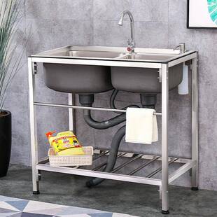 厨房不钢支盆架盆水槽双槽带锈支架洗菜脸216洗洗碗洗手洗衣架子