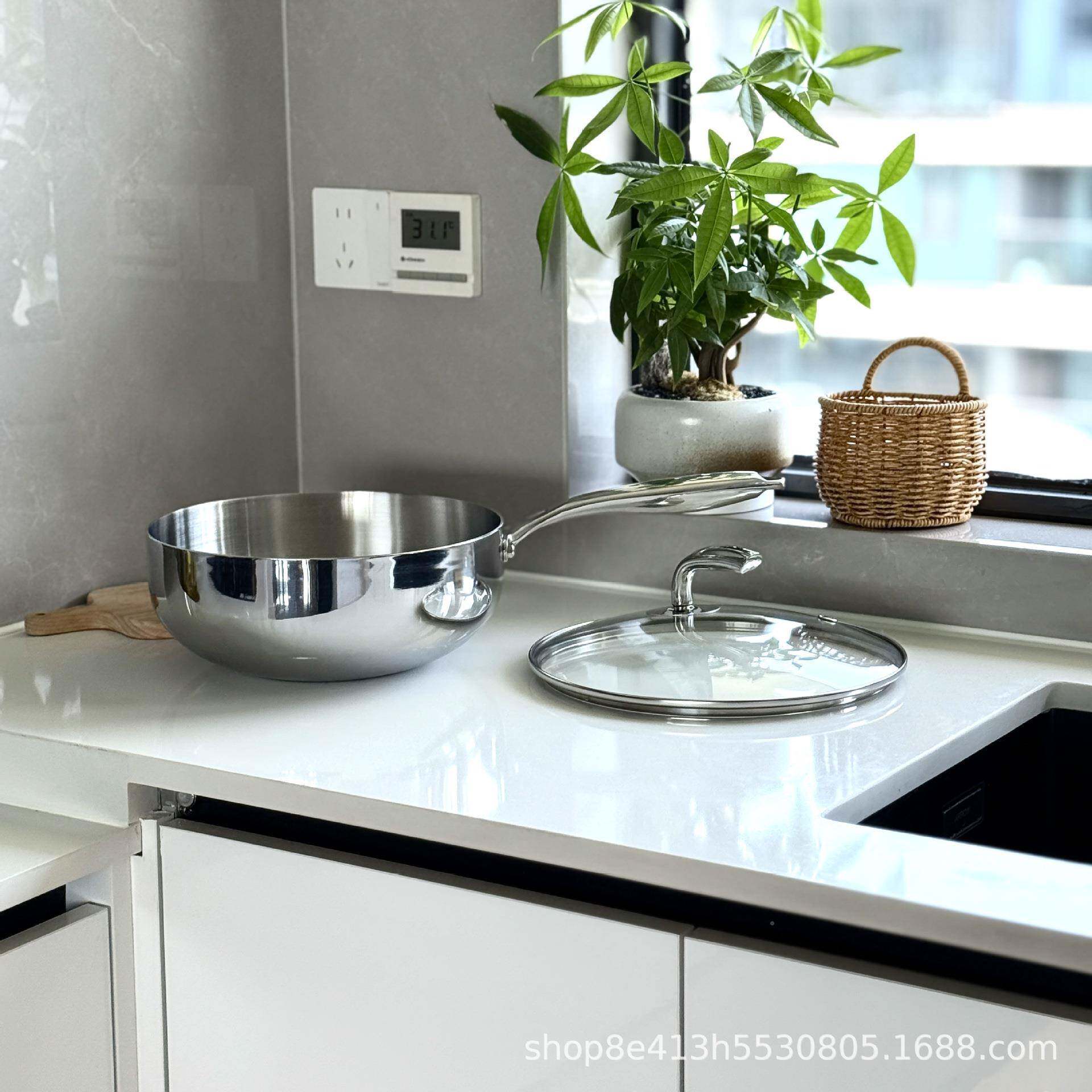 26cm炒锅18/10层钢一无品牌/成型家五用炒体炉菜锅电磁通用