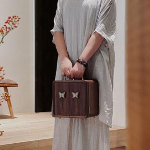 实木质首饰盒YJH9-27收纳盒轻奢致新中黄金式珠核宝桃木首饰精盒