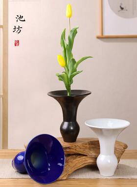 山陶瓷日式道池坊插花NZB教学花器手花工花陶瓷生立剑花禅意花瓶