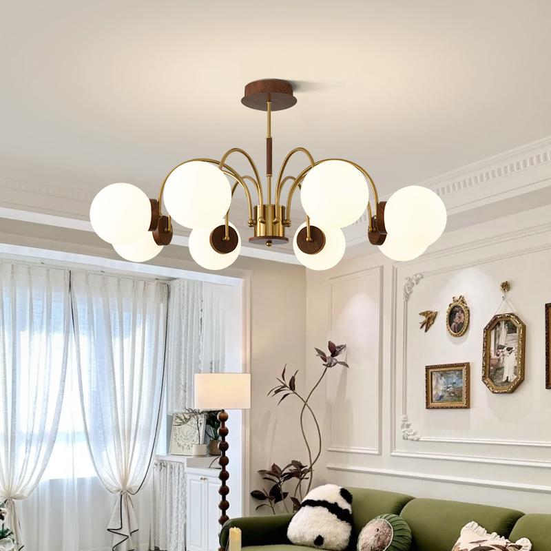 田园客厅魔复豆吊主灯网红奶油风卧室629餐厅灯灯北欧中古2古吊灯