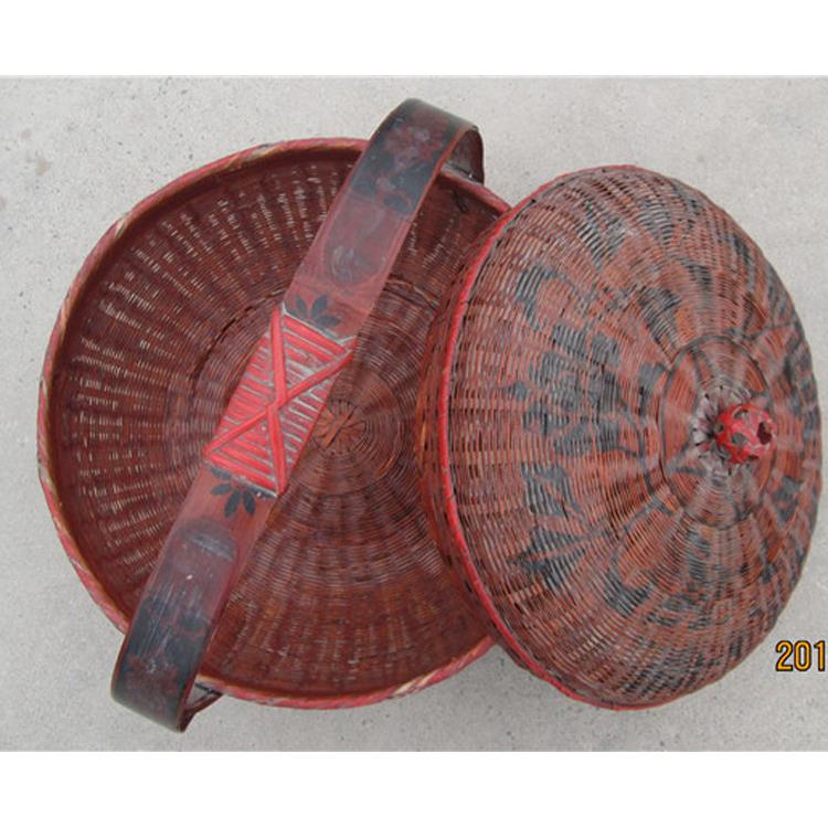 老提篮清代民国老竹篮竹编手提老竹篮子食盒茶器茶具箱竹制品怀旧