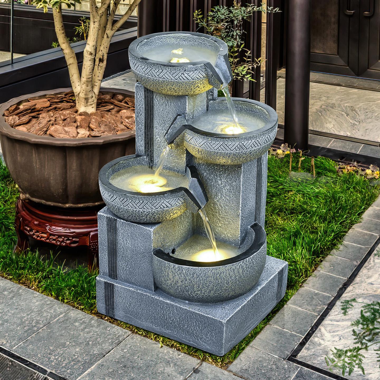 欧式流水摆件循环水阳台招财风水轮庭院花园喷泉水景乔迁送礼装饰