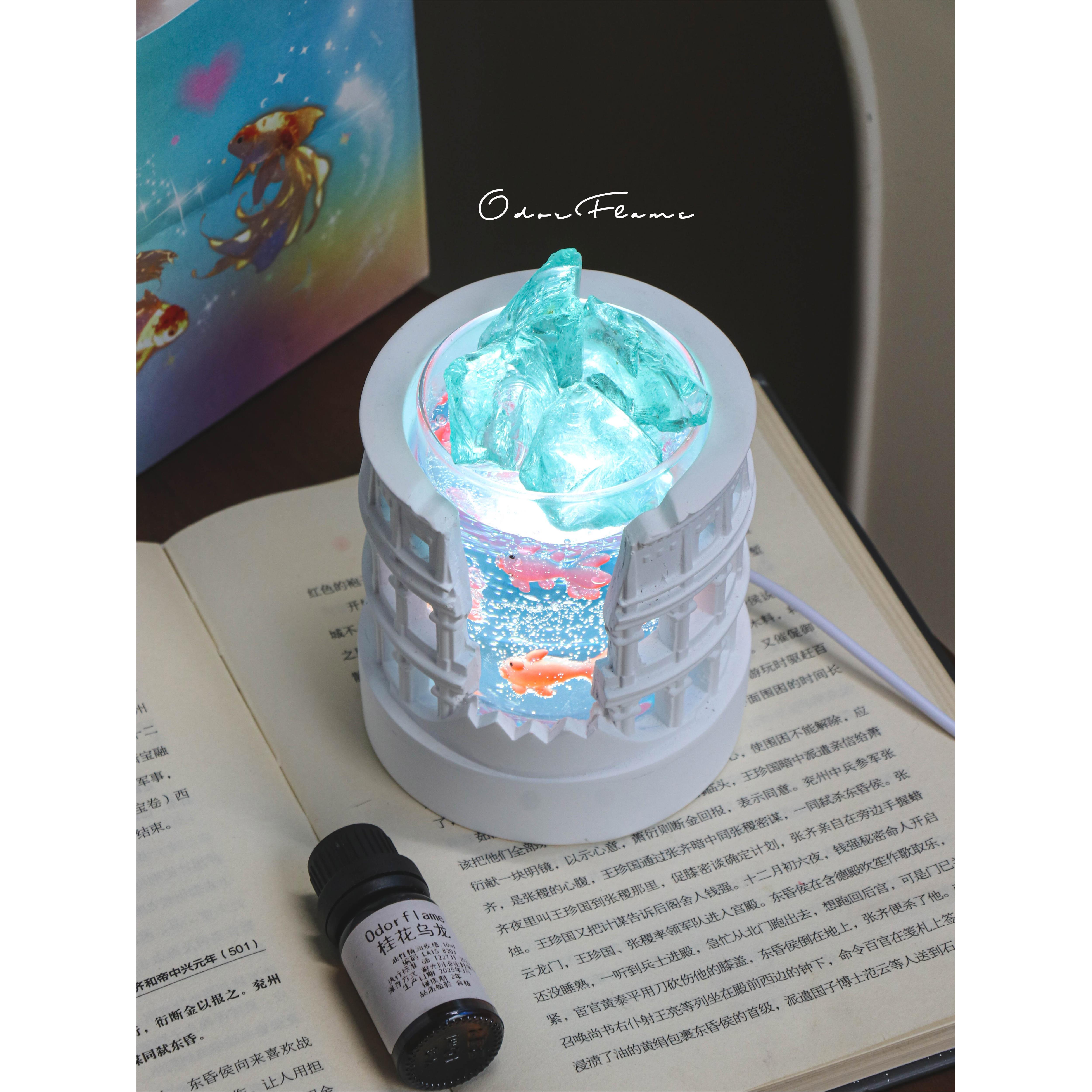 罗马金鱼无火扩散石香薰水晶室内香夜灯创意饰品女孩的生日礼物图片