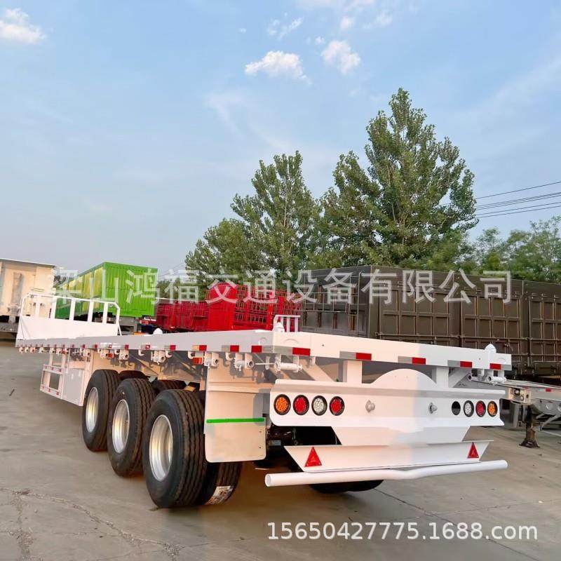 出口集装箱平板运输拖车 二手低平板半挂车 直板运输车